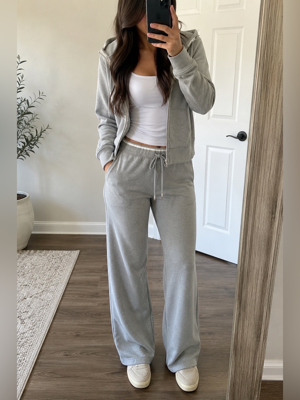 CONVERSE Y2K Grey Hooded Two Piece Sweat Set Medium